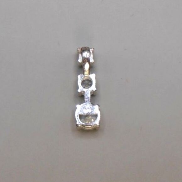 Sterling Silver Necklace Pendant with 3 CZ Stones 3/4" Drop Stamped 925 - Picture 2 of 4